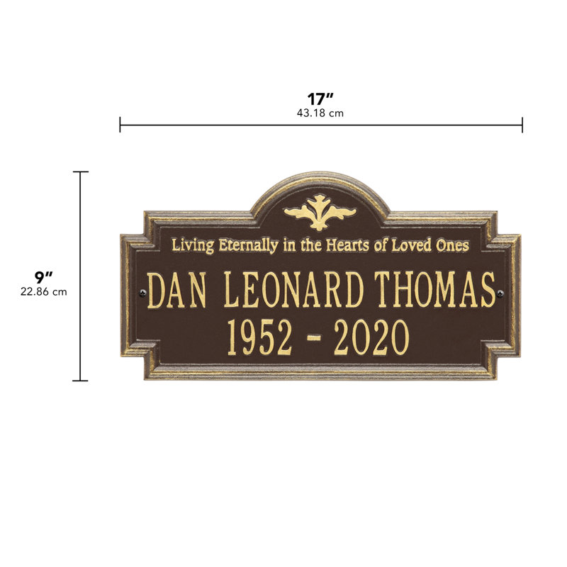 Arlington 'Living Eternally' Memorial Plaque, Yes, Bronze/Gold