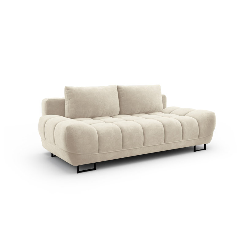 Nicolus 3 Seater Velvet Sofa Bed, Beige