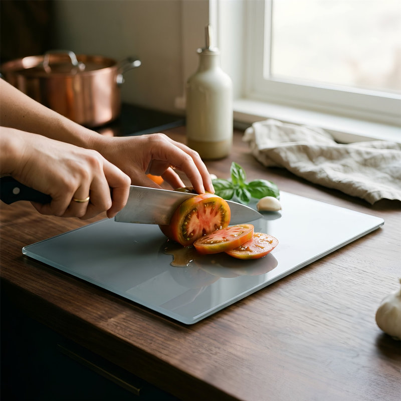 Harbour Housewares - Glass Chopping Board, Grey