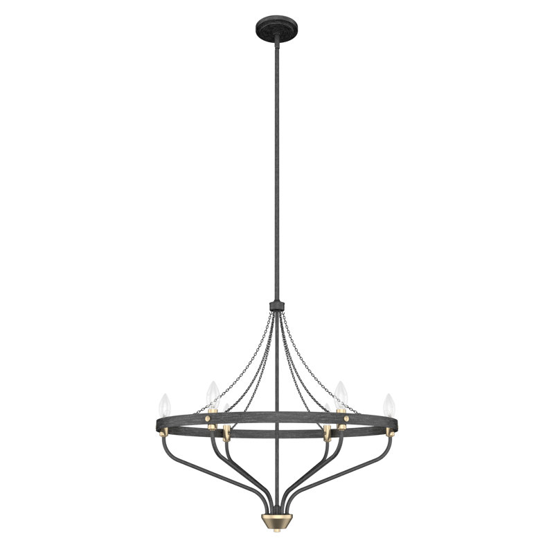 Plafonnier lustre à 6 lumières Hunter Merlin, Fer rustique