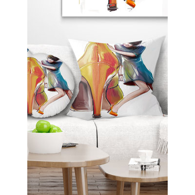 Girl in Love with High Heel Shoes - Coussin imprimé Street Art