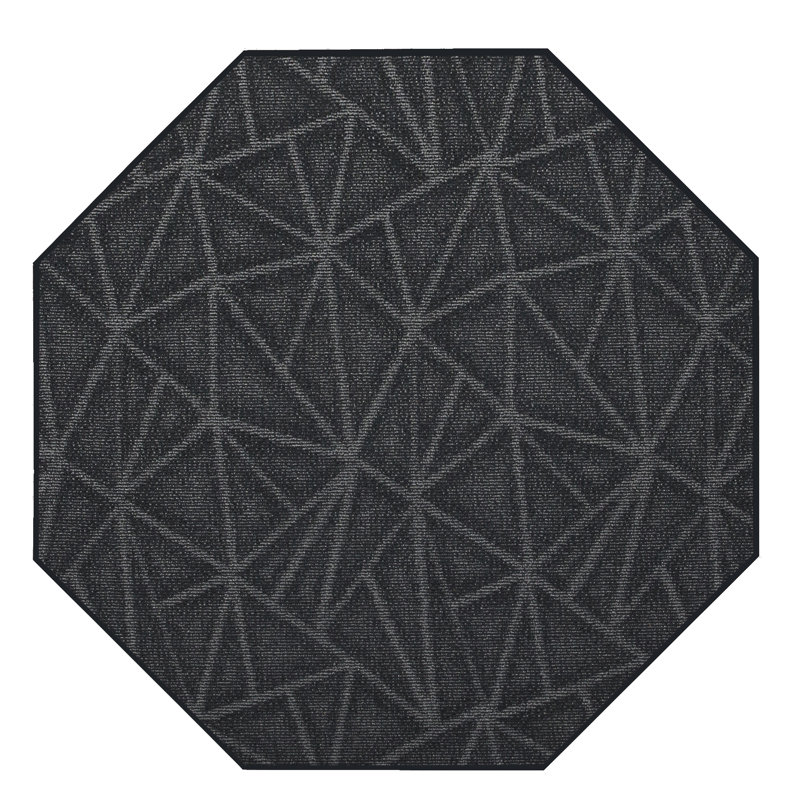 Tapis à motif raffiné raffiné gris foncé, Octogone 7 pi