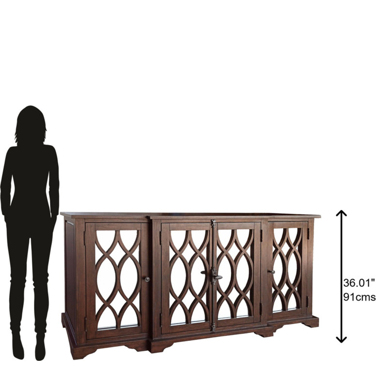 Espresso Walnut Transitional Entertainment Center with Mirrored Doors