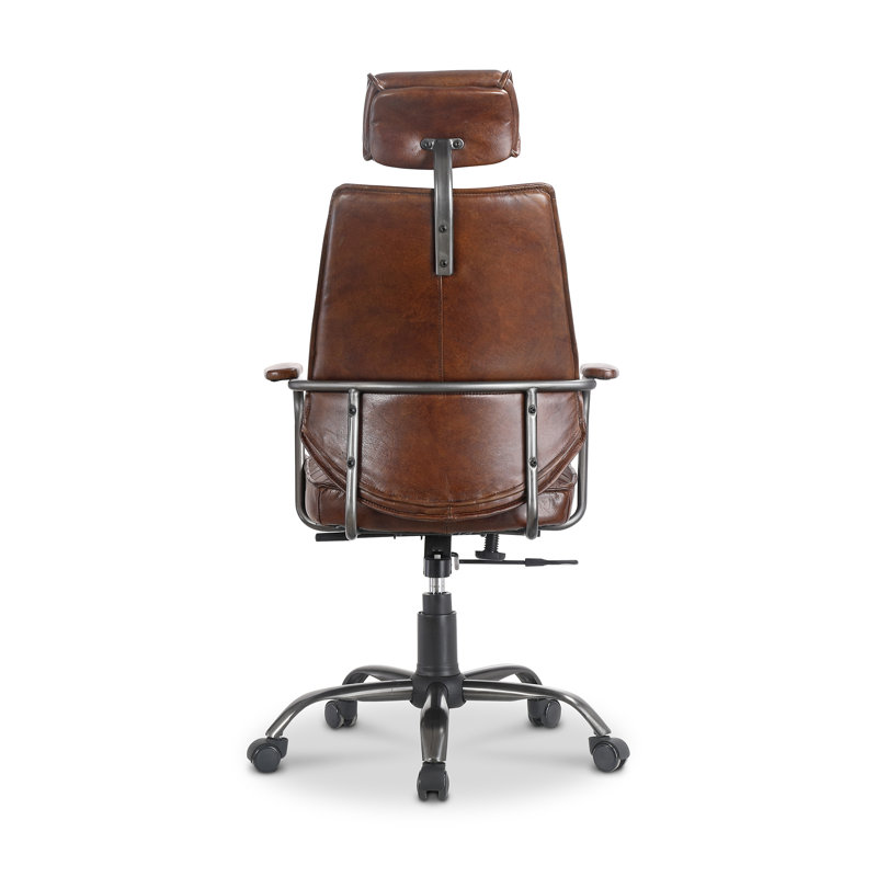 Genuine Leather Executive Chair, Brown Genuine Leather