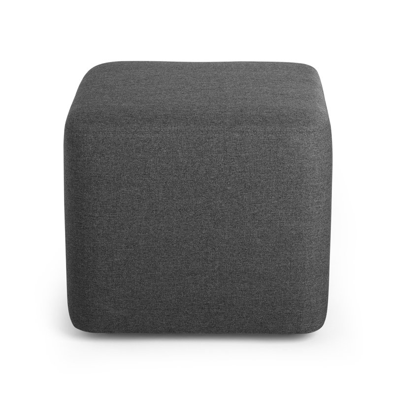 Block Party Upholstered Ottoman, Dark Gray