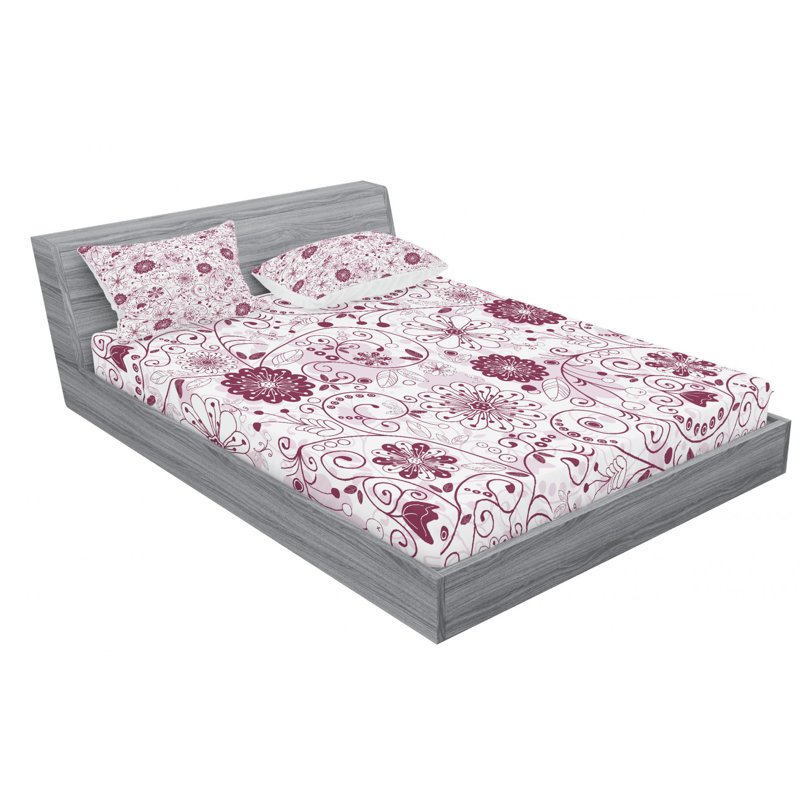 Microfiber Floral Sheet Set, Full Sheet Set + Fitted Sheet + 2 Pillowcases