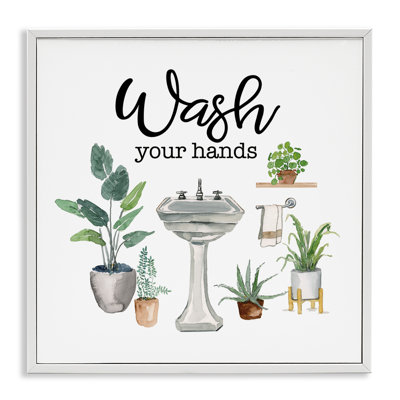 Stupell Industries Hygiene Phrase with Plants Framed Giclee Art by Masey St. Studios