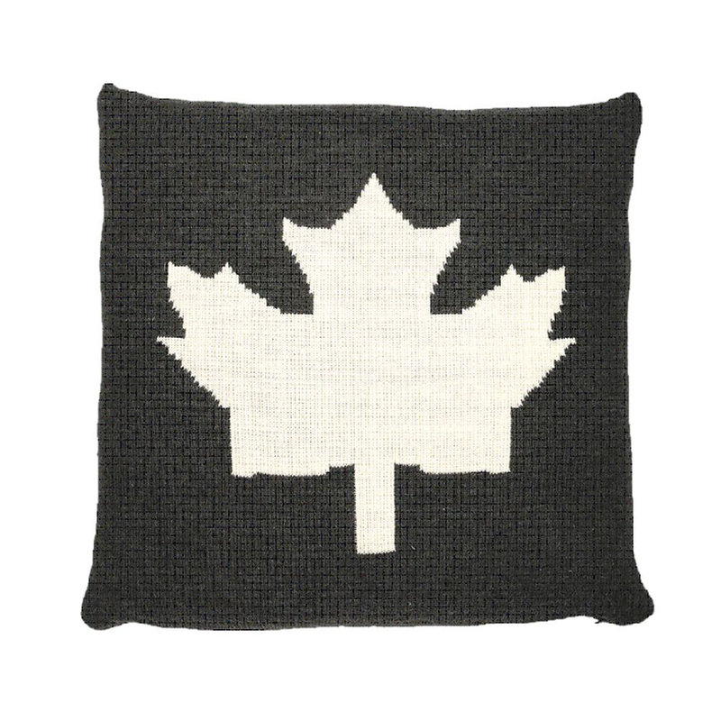 O Canada Throw Pillow, 26" x 26", Black/White, Feathers