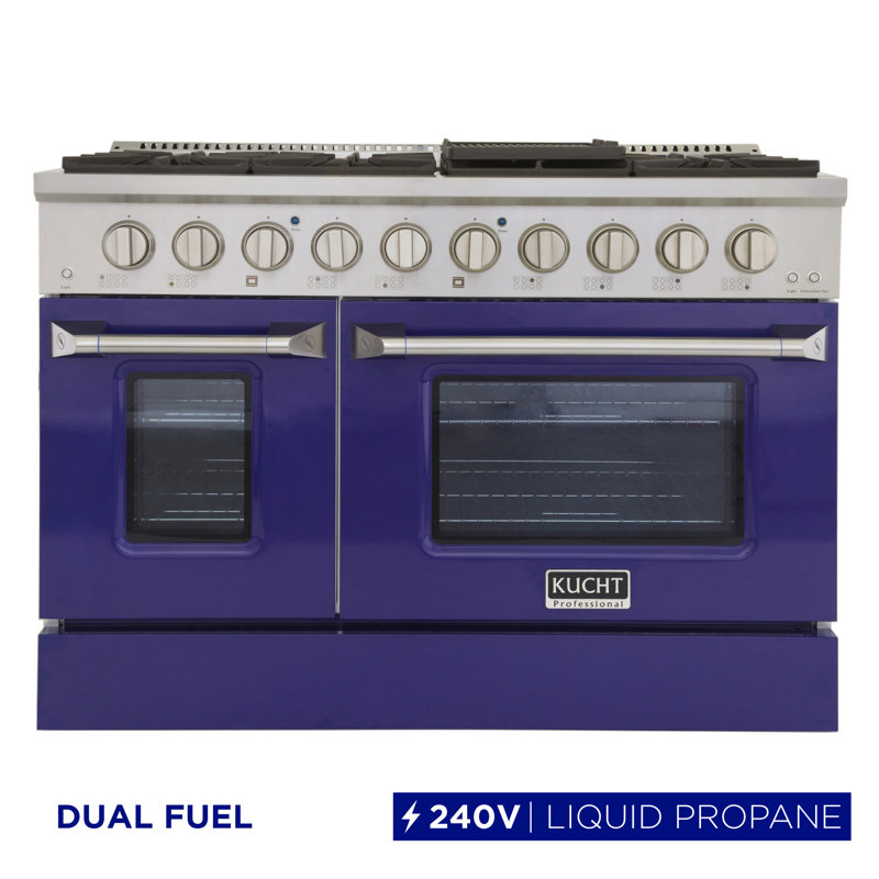 Kucht 48'' W Dual Fuel Range, Blue, Liquid Propane