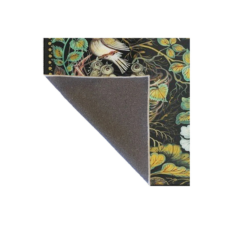 Tapis noir lavable à motif décoratif noir, Rectangle 2 pi 4 po x 4 pi