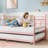 Twin daybed with Trundle, Metal Twin Daybed and Trundle Set, Day Bed Sofa Bed Frame with Steel Slat Support-812336966