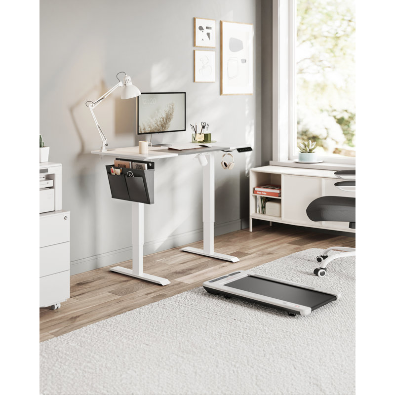 140Cm W Rectangular Standing Desk, White/Gray/White, 120cm H x 120cm W x 60cm D