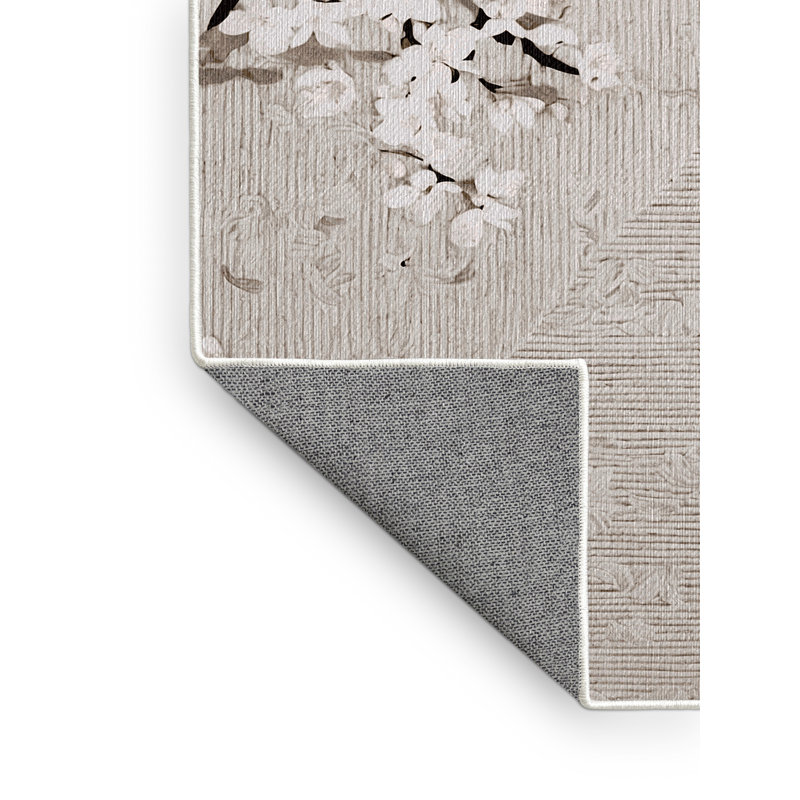 Machine Washable Beige Area Rug, Rectangle 2' x 3'