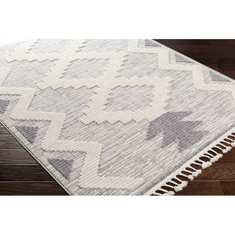 Highpoint Geometric Medium Gray/Ivory Area Rug, Rectangle 2' x 2'11"