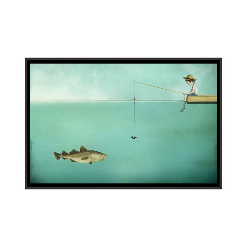 Fish by Majali - Wrapped Canvas Gallery-Wrapped Canvas Giclée, 18" H x 26" W x 1.5" D, Black Framed Canvas, No Mat