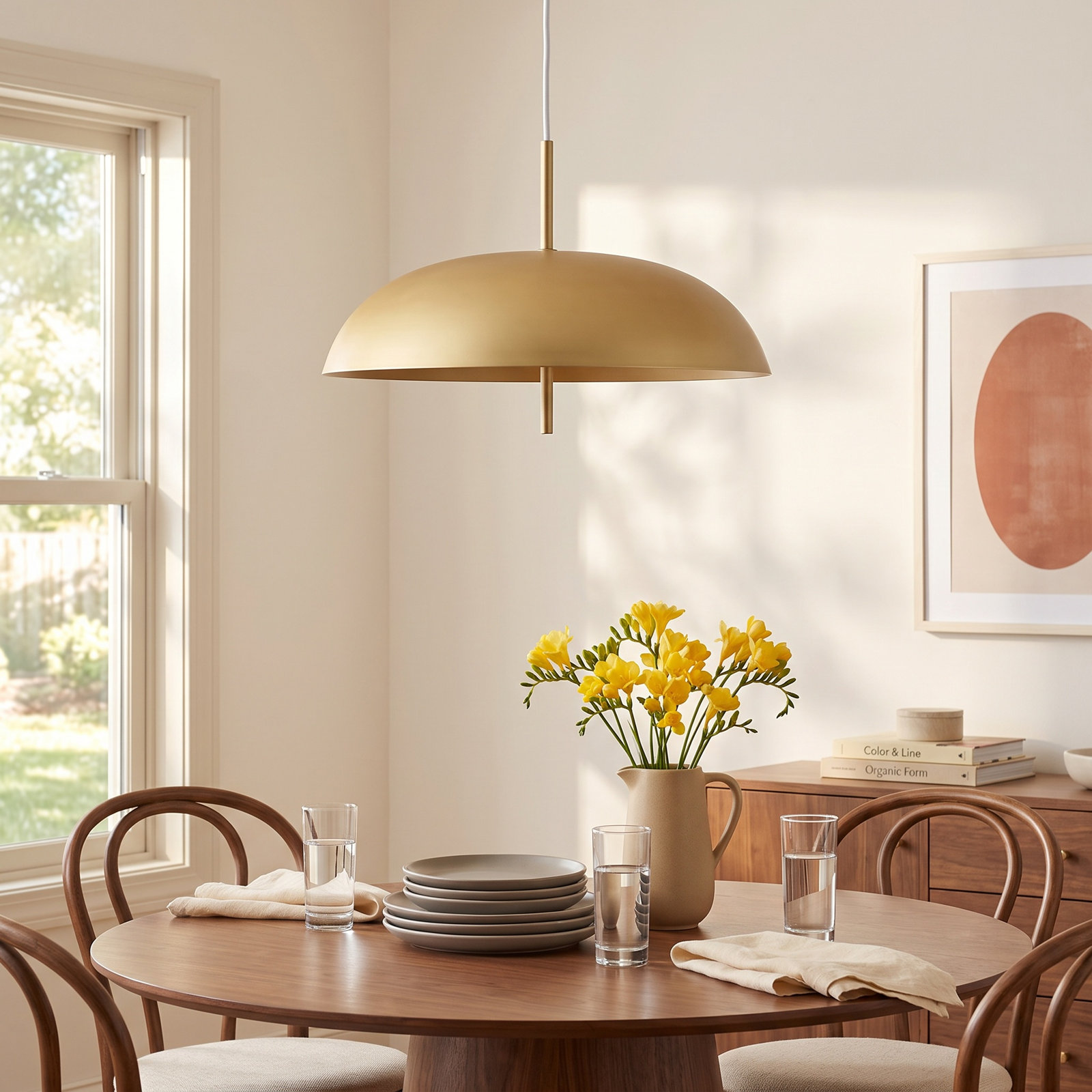 Brac Single Light Metal Dimmable LED Pendant, Gold