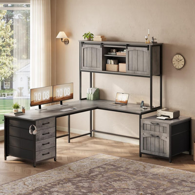 Bureau en coin de bureau à 6 tiroirs Farmhouse