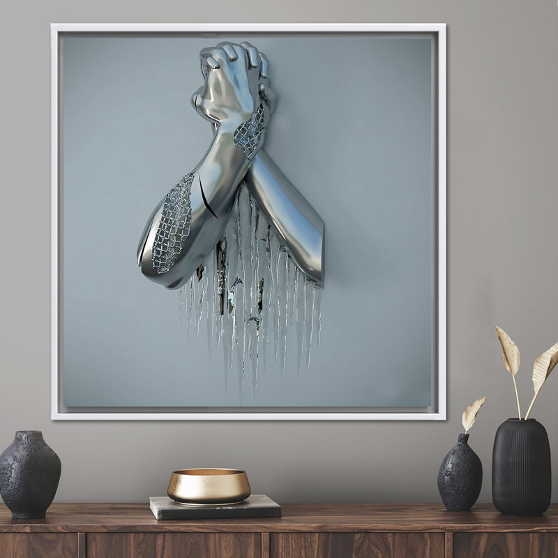 3d Effect Trendy Wall Art, 3d Silver Metallic Wall Art, Modern Art Canvas, 3d Effect Art Canvas, Metallic Hand Printed,