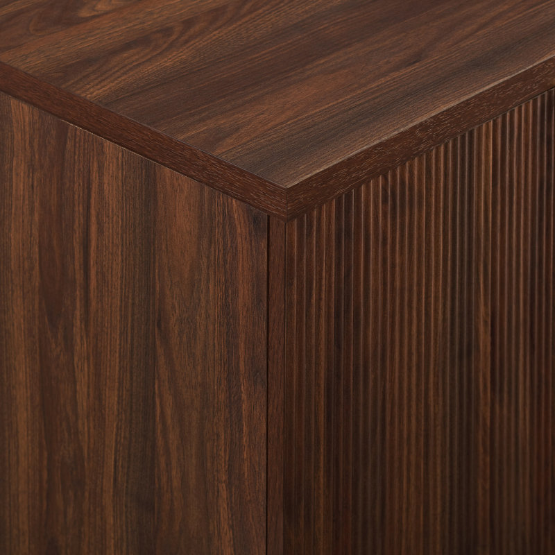 Reeded 4-Door Sideboard, Dark Walnut