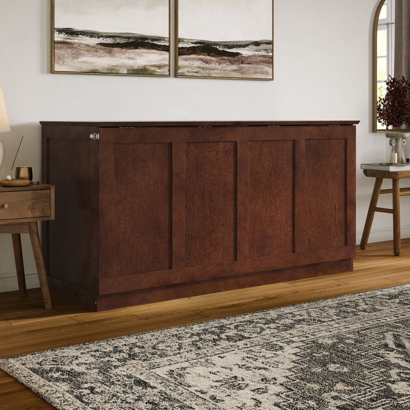 Westfield Low Profile Wood Murphy Bed Chest with 6" Mattress, Walnut