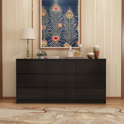 Commode 9 tiroirs, commode en bois 9 tiroirs