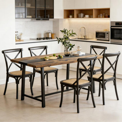 Longue table de salle à manger, table de cuisine avec grand plateau et pieds en acier, pour votre maison