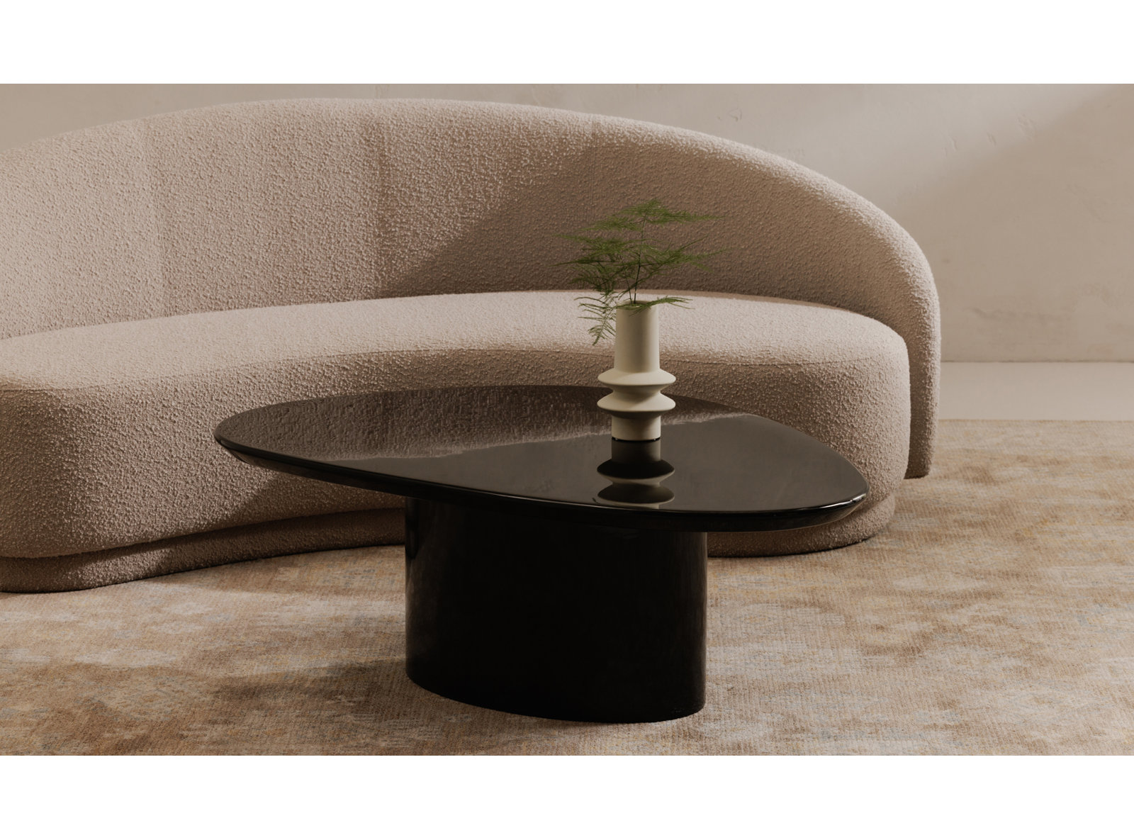 Poetica Solid Wood Single Coffee Table, Black Lacquer