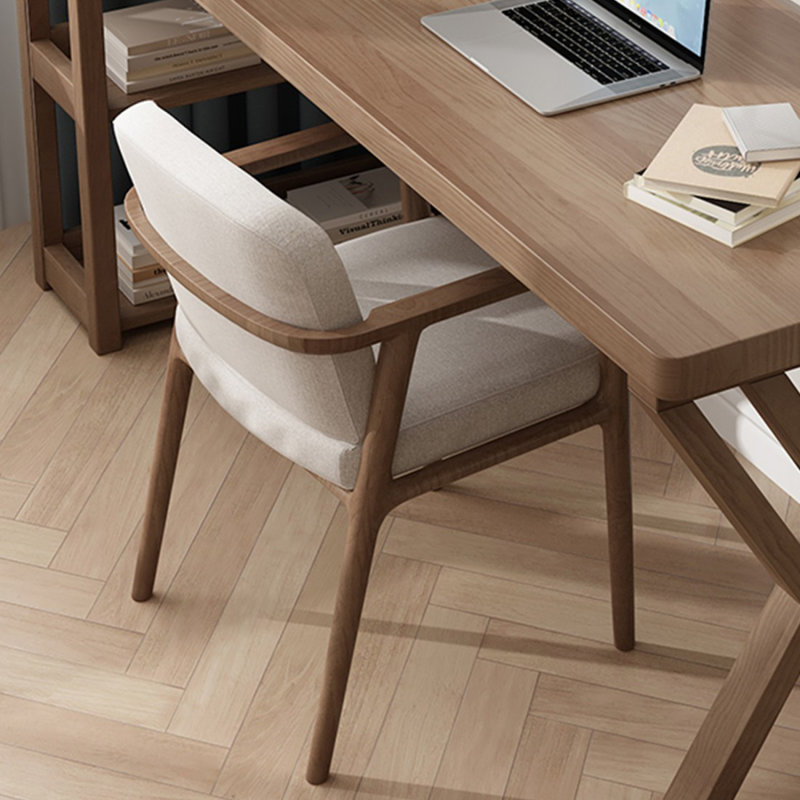 Bureau de direction en L en bois massif brun noisette, H 64,96 po x l 70,87 po x P 26,18 po