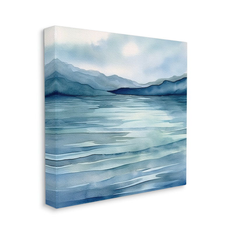 " Endless Waters Landscape ", Coastal White Framed Giclee, 24" H x 24" W x 1.5" D