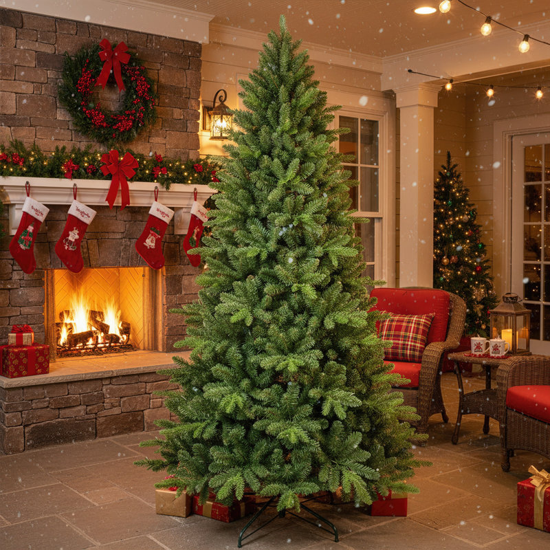 Arbre de Noël artificiel de qualité supérieure - épinette verte luxuriante avec feuillage dense pour une élégance intemporelle des Fêtes