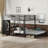 Queen Over Queen Metal Bunk Bed with Built-in Wardrobe, Desk &amp; Storage Chair, Black Space-Saving Design