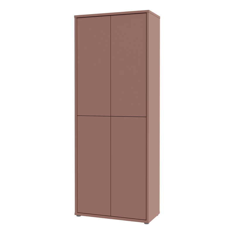 Chadwic Modern minimalistic shoe cabinet with 4 doors, entryway cabinet, engineered wood, terracotta, 74.5 cm W x 191.9 cm H x 34.9 cm D