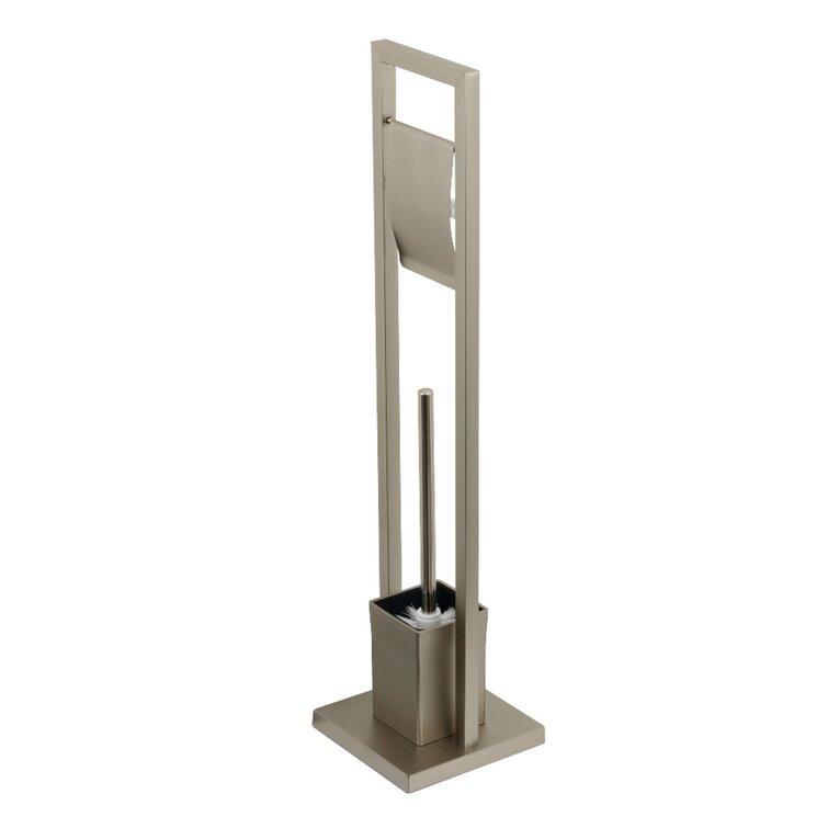 Kingston Brass SCC8348 Pedestal Toilet Paper Holder with Toilet Brush Holder Brushed Nickel
