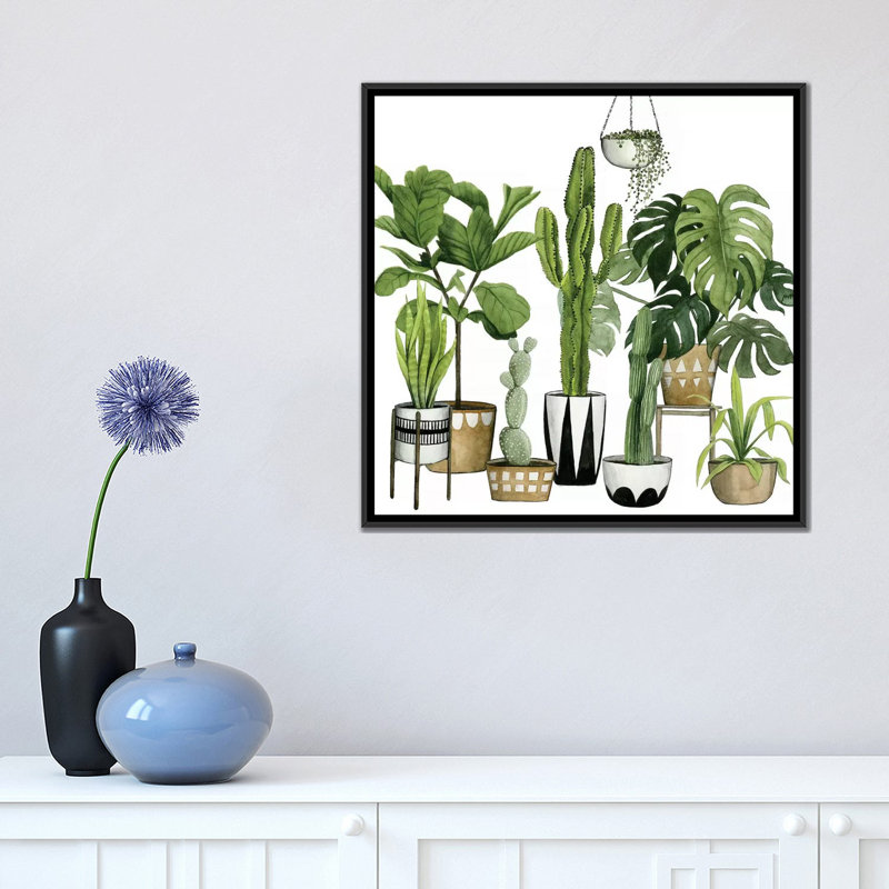 «Plant Haven I», impression sur toile, H 18 po x l 18 po x P 1,5 po, Toile encadrée noire, Pas de tapis