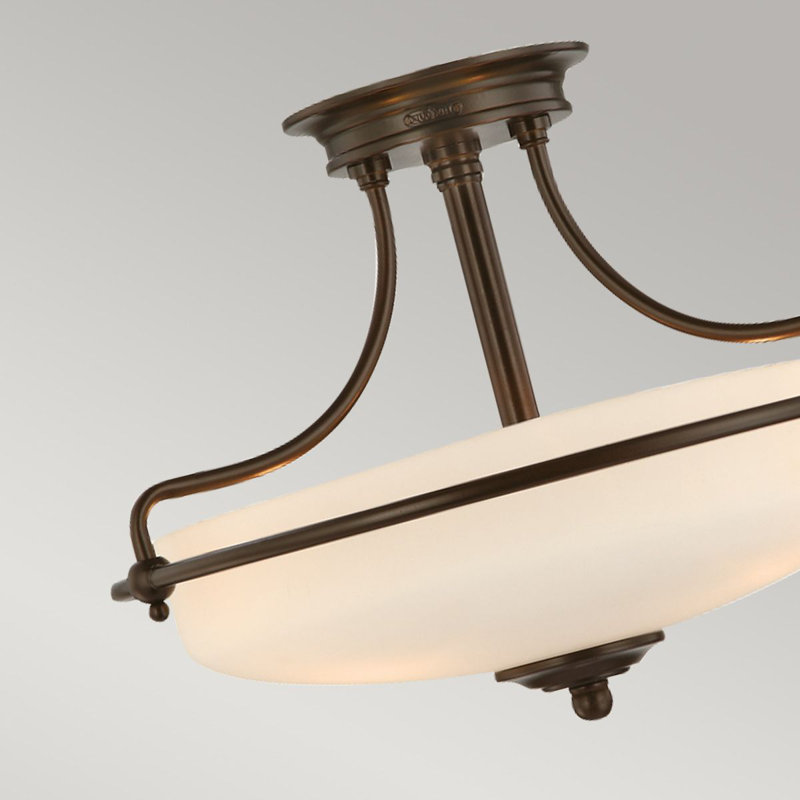 Rockwood Glass Semi Flush Mount, Palladian Bronze Metal