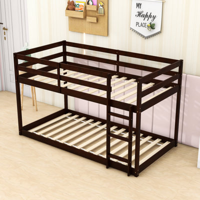 Hinote Wood Twin Over Twin Bunk Bed With Spacious Storage And Enhanced Safety Features