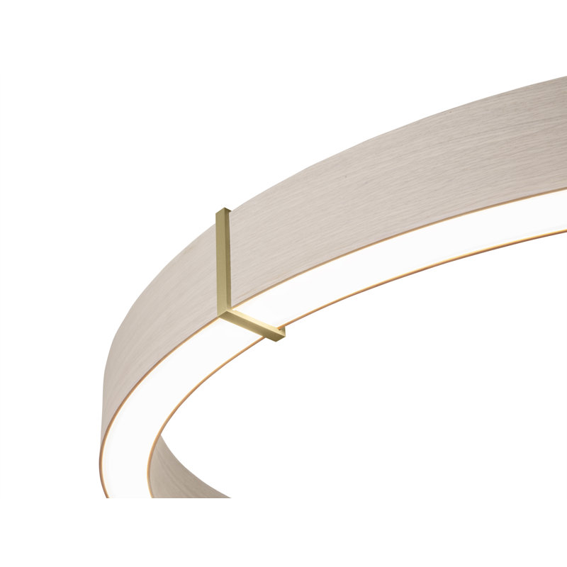 Luminaire suspendu à DEL 36 po Redeo, Chêne blanc délavé, Laiton brossé, 3500K