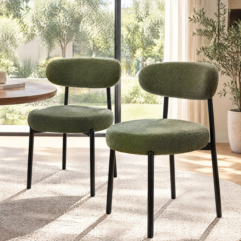 Ensemble de chaises de salle à manger en sherpa Boucle, Vert
