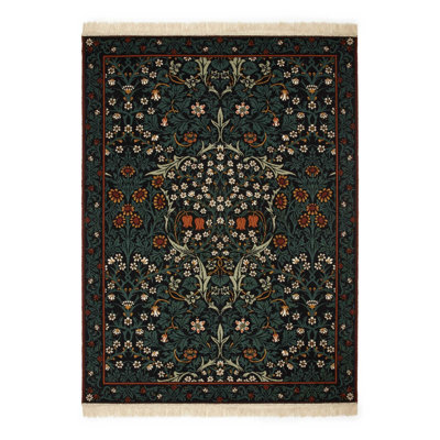 Blackthorn Machine Woven Wool Area Rug in Petrol/Orange/Black/Rust