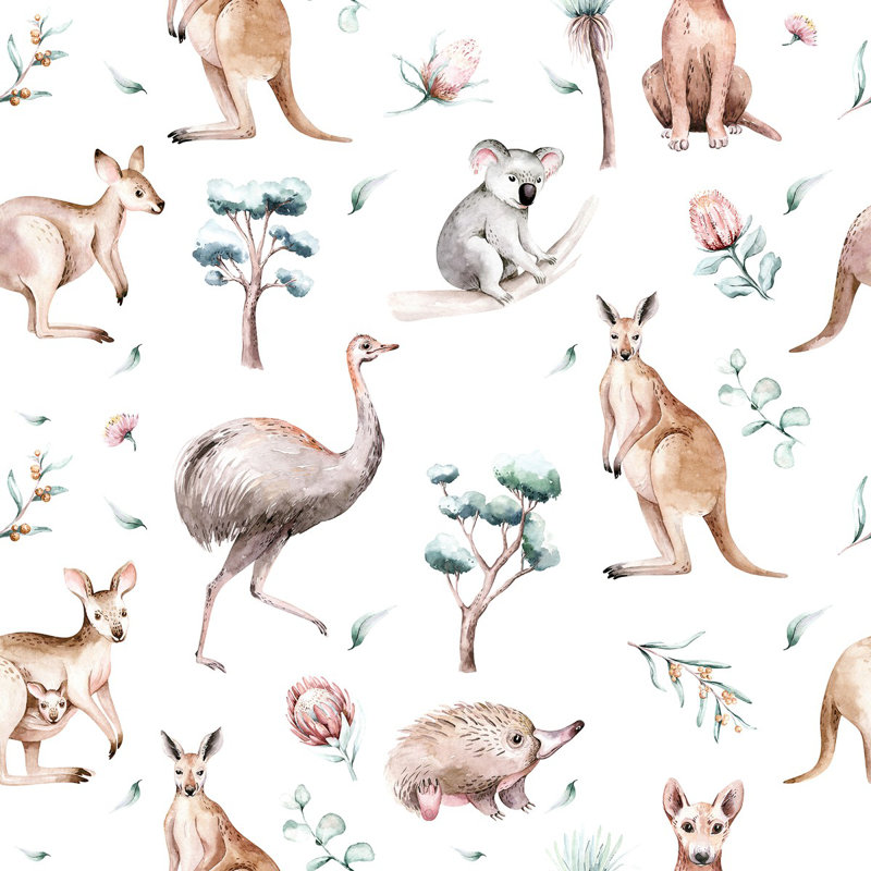 Panneau de papier peint L 10,4 pi x l 25 po Exotic Animals, L 125 po x l 25 po