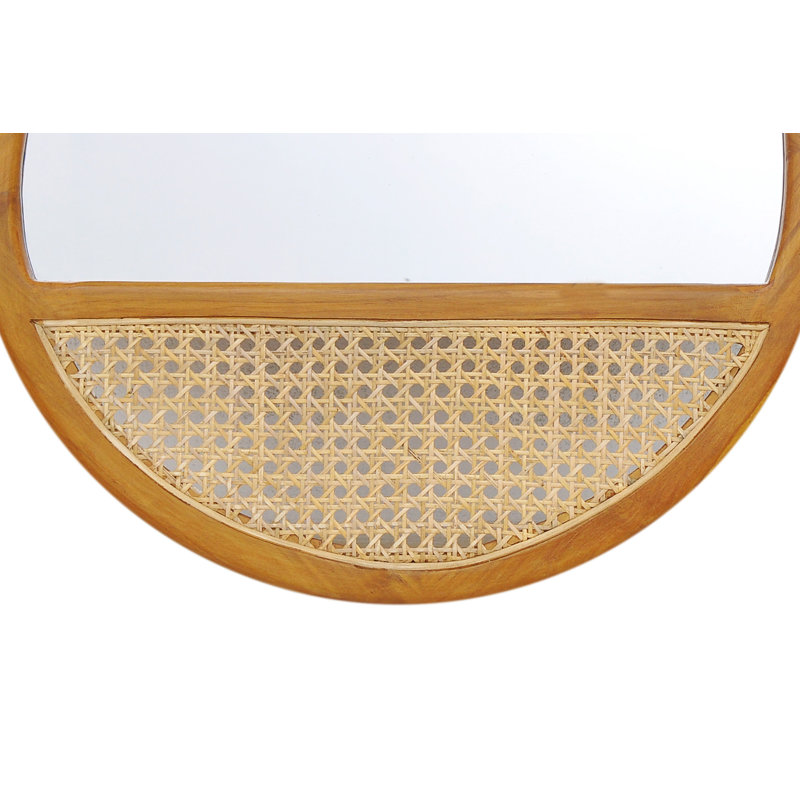 Aldas Solid Wood Round Wall Mirror