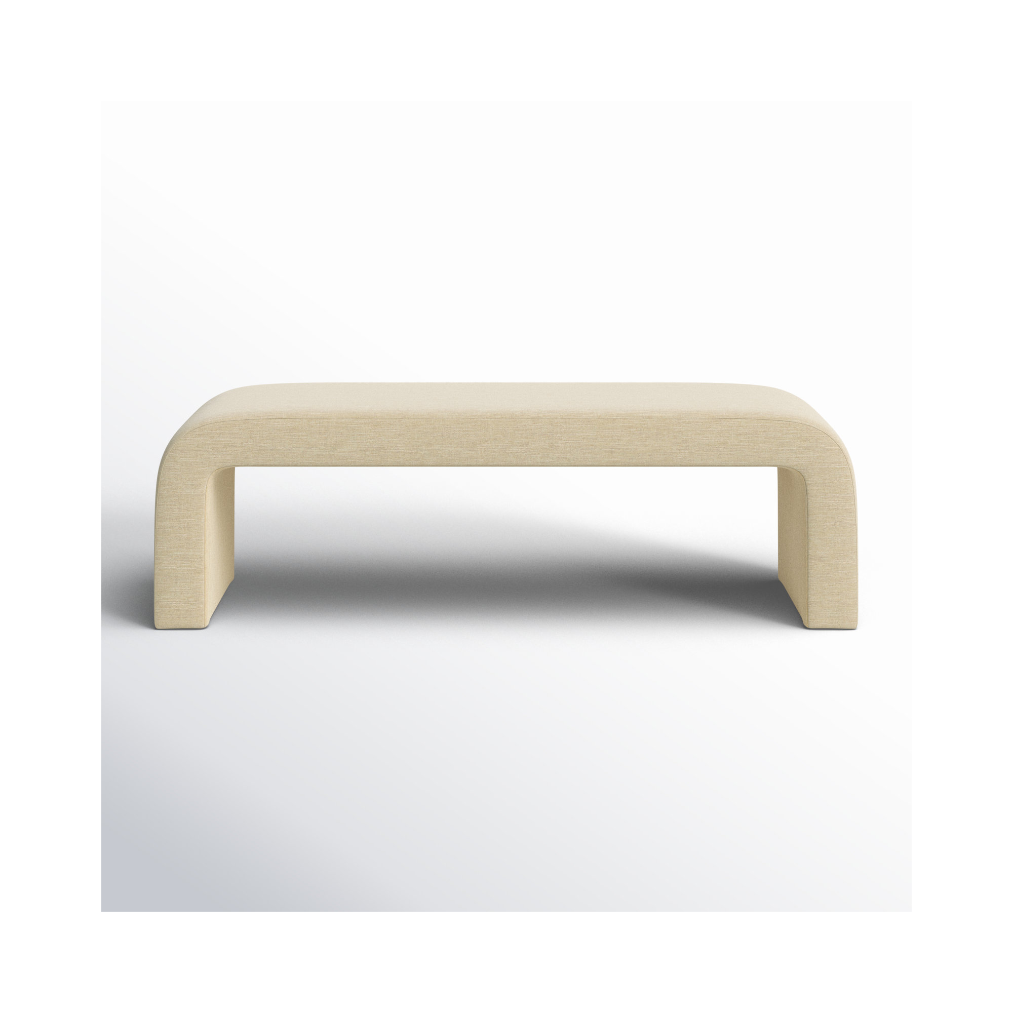 Daine 62" Upholstered Bench, Beige Linen