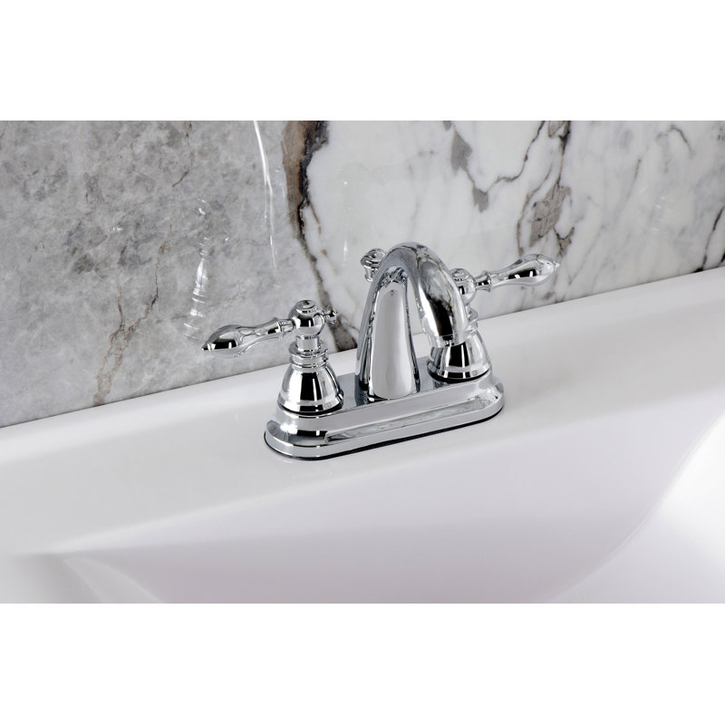 Robinet de salle de bain central à 4 poignées à 3 trous à fixation sur le comptoir avec laiton escamotable Kingston