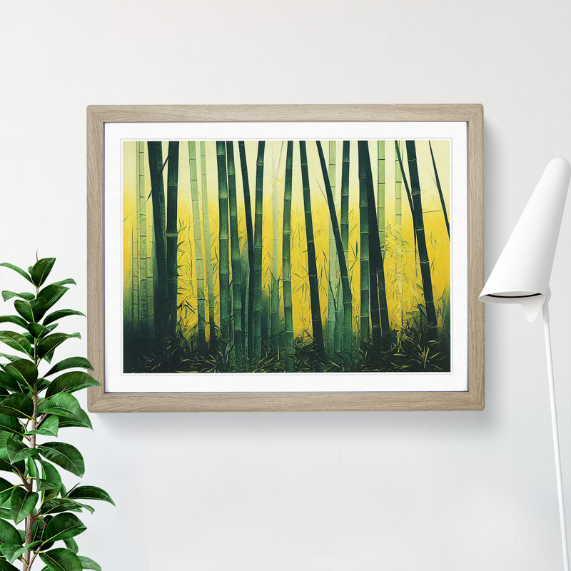 Artistic Bamboo Forest - Single Picture Frame Print, 34cm H x 46cm W, Oak