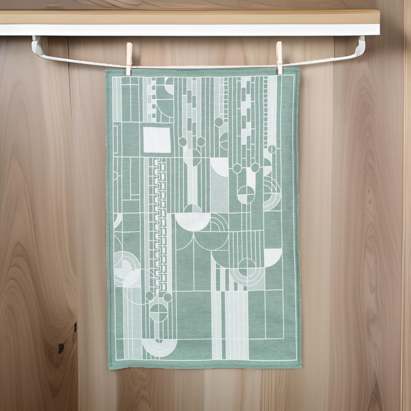 Frank Lloyd Wright Green Cotton Jacquard Kitchen Towel Set