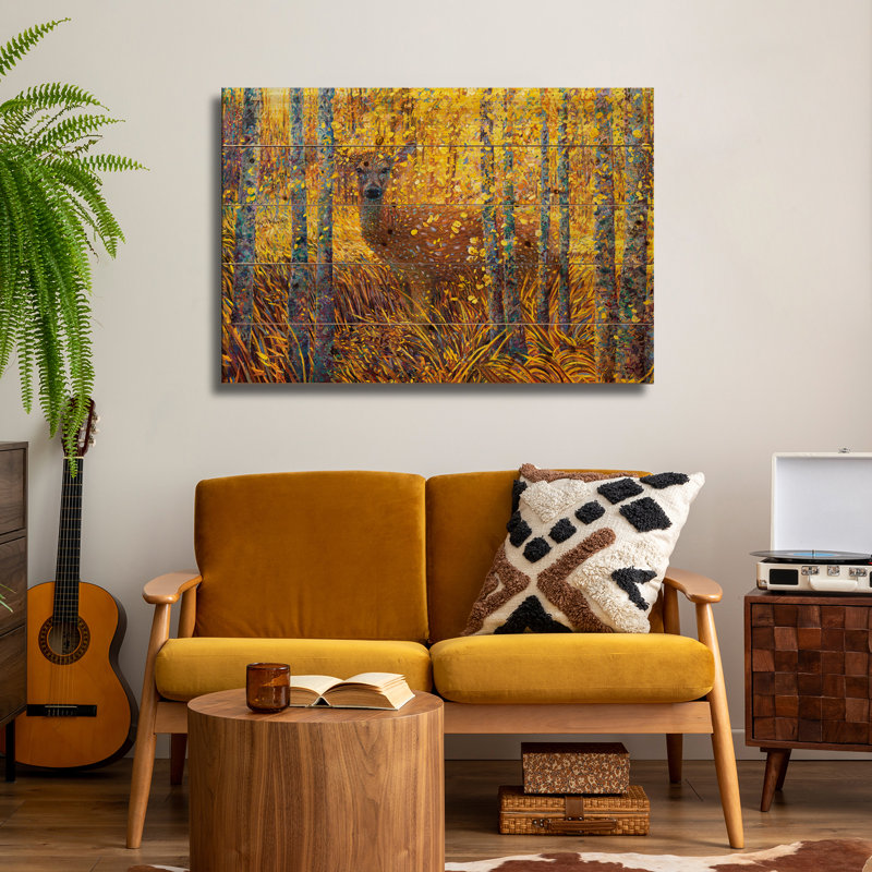 «Wood Deer Demure» par Iris Scott, H 26 po x l 40 po