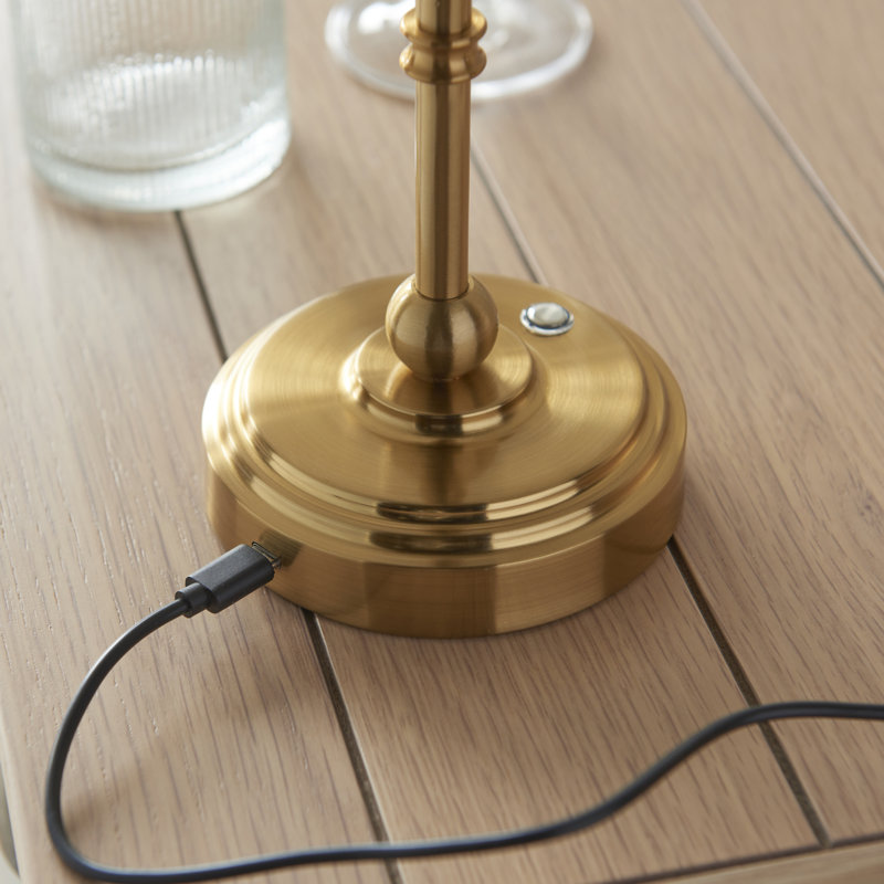 Burley Rechargeable Table light Base finished in Br Aged Brass