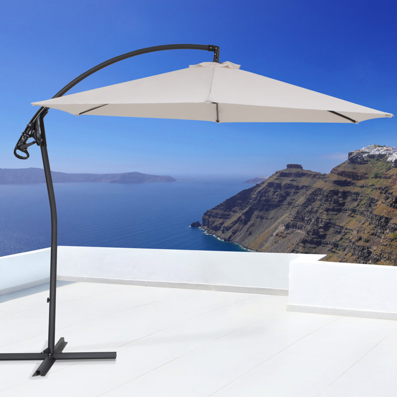 Pegasus II 290 cm W X 290 cm D Cantilever Parasol with Crank Lift, Beige