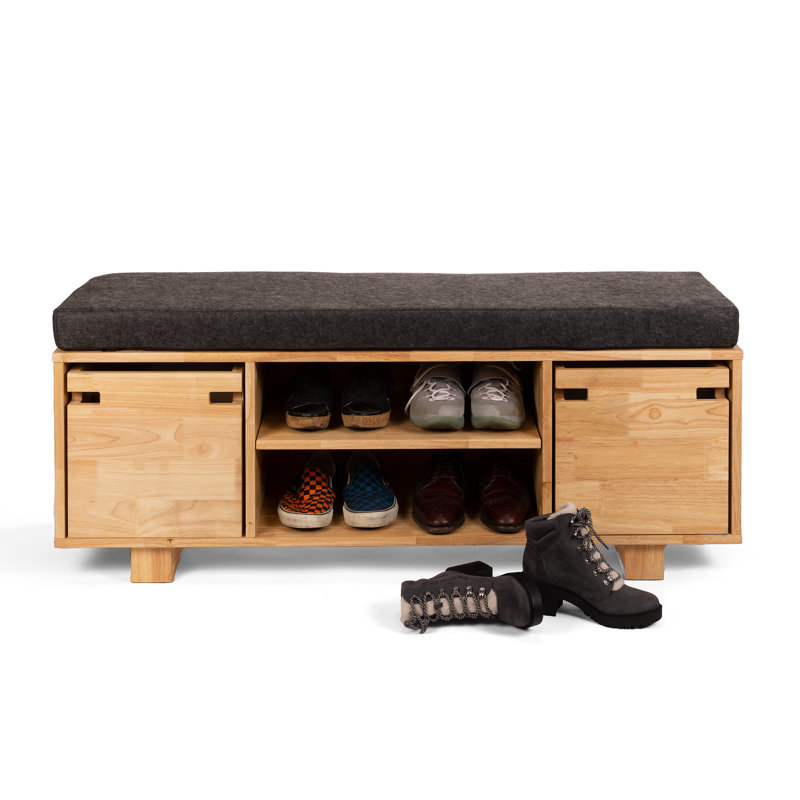 Banc de rangement pour chaussures d'entrée, robuste, réglable avec coussin
