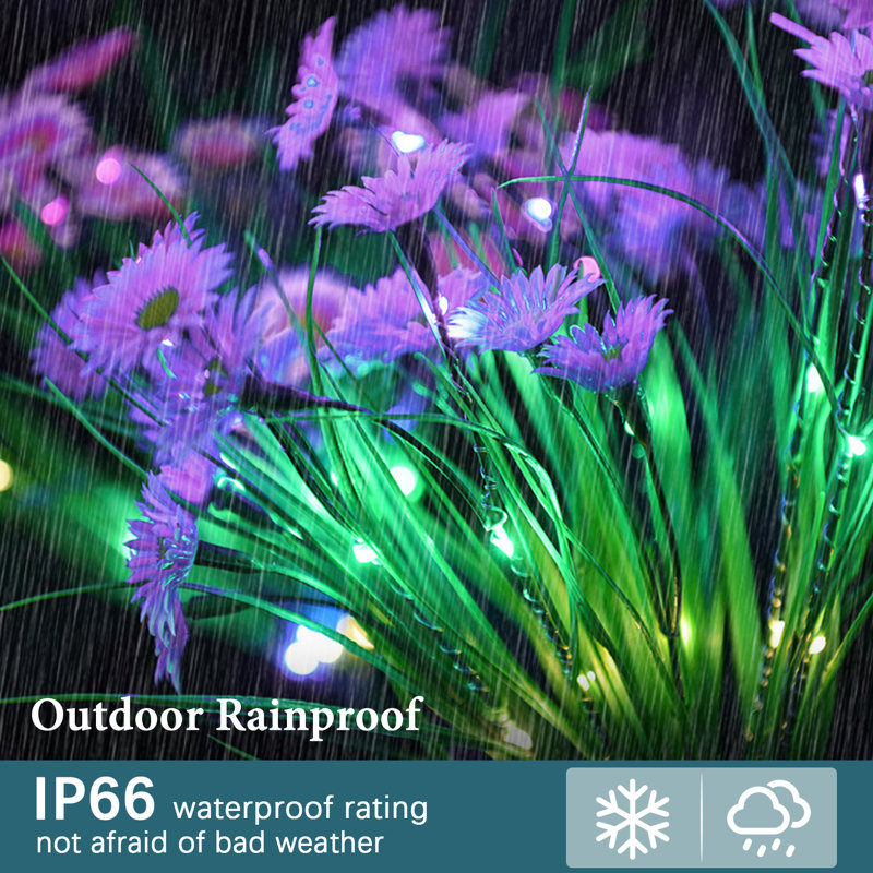 4 Colour Solar Powered Flower Lights Pathway Lamp, Purple